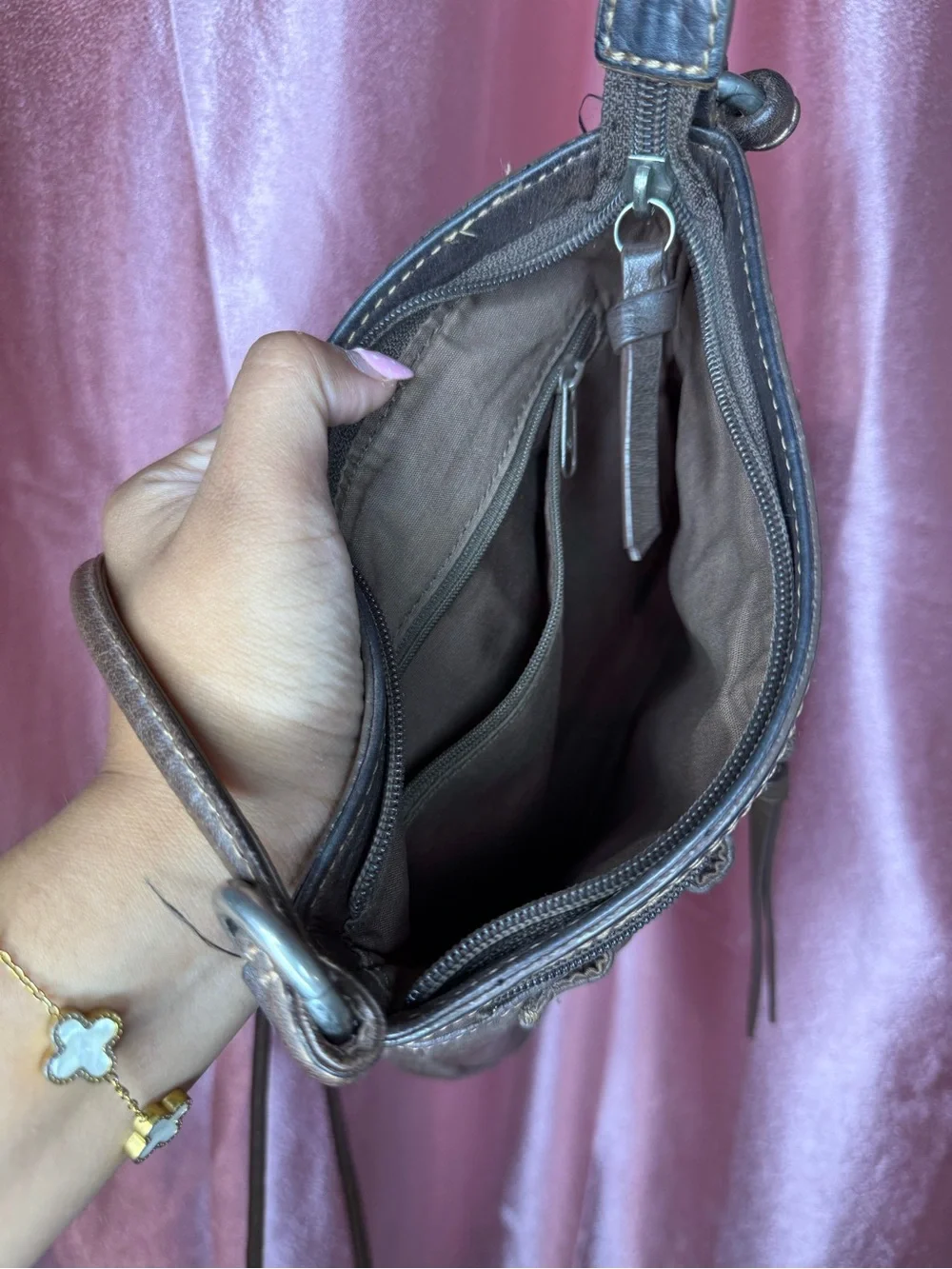 Fossil Dark Brown Leather Crossbody Bag